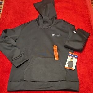 Champion Black Pullover Hoodie with White Logo